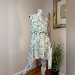 Guess summer sundress drape light green spaghetti strap XS Bohemian